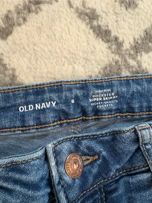 Old Navy Blue Skinny Jeans with Knee Distress thumbnail 3
