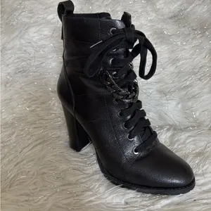 Karl Lagerfeld Black Jade Lace-Up Boots with Side‎ Zipper Size 7M/ 37.5B thumbnail 12