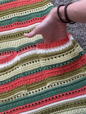 Zara Sleeveless Striped Knit Mini Dress in Coral, Green & Cream thumbnail 3