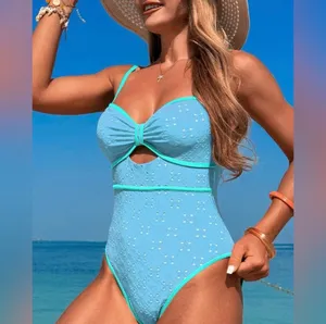 Bright Aqua Women's One Piece Swimsuit Sexy Cutout Monokini High Cut Size Medium thumbnail 8