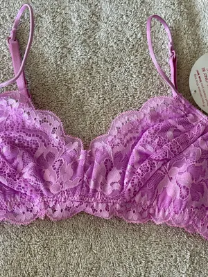 Undies Brand New Lace Bralette in Lavender Pink XS thumbnail 5