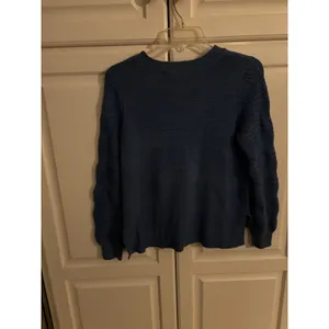 Christian Siriano New York Womens Blue‎ Pointelle Sleeve Crewneck Sweater Size M thumbnail 4