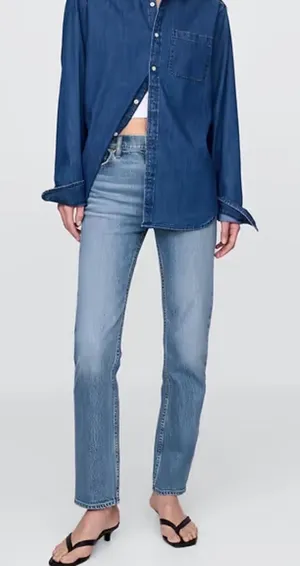 Gap 90s Straight High Rise‎ Jeans 29/8 Tall Medium Wash Blue Denim NWT thumbnail 1