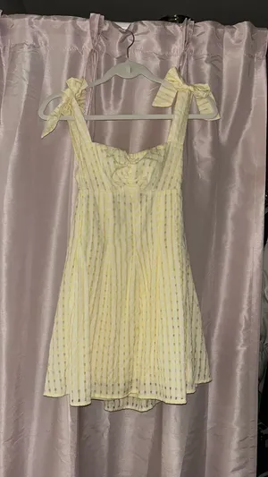 American threads yellow gingham mini dress thumbnail 4