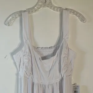 Fresh Produce Mary Ellen Impromptu Dress White Sleeveless Midi Smocked‎ XL NEW thumbnail 3