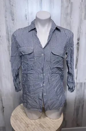 Zara stripped blouse thumbnail 1