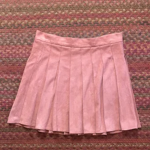 PINK SUEDE PLEATED MINI SKIRT Size L thumbnail 1