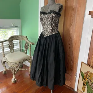 Vntg Gunne Sax Lace Corset Style Sweetheart Ruffled Strapless Gown 11/Modern 6 thumbnail 5