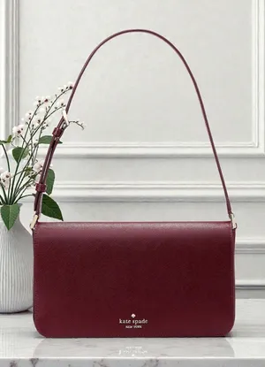Kate Spade Staci Flap Shoulder Bag Purse in Grenache Leather KF371 thumbnail 1