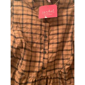 Isabel Maternity Women's Plus Size L Flannel Brown Black Long Sleeve Shirt Top thumbnail 4