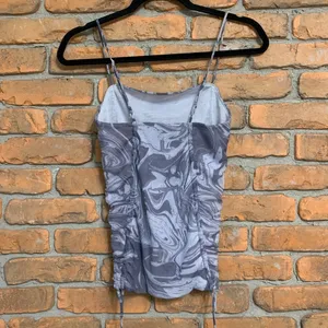 Urban Outfitters Grey Marble Swirl Ruched Mesh‎ Cowl Neck Cami Top Size XS thumbnail 3