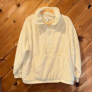 Joylab cream fleece quarterzip pullover sweatshirt thumbnail 2