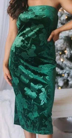 These Three Boutique Velvet Floral Printed Midi Dress thumbnail 3