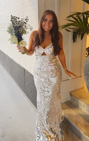 Silver formal dress thumbnail 2