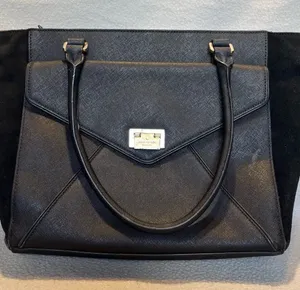 Kate Spade Black Faux Leather & Suede Envelope Shoulder Tote Bag thumbnail 1