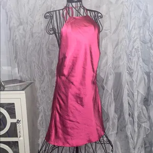 NWT LENA L Charm Tie Back Halter Mini Dress Pink Size L thumbnail 4