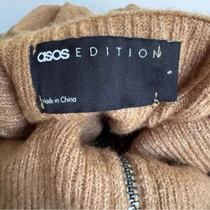 ASOS EDITION‎ Rib Knit Half Zip Oversized Turtleneck Collar Sweater Camel Size S thumbnail 8