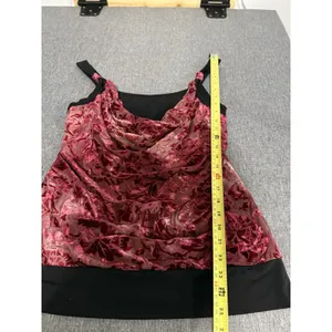 Studio Y Women's Y2K Style Floral Embossed Draped Blouse Tank Sz XL thumbnail 4