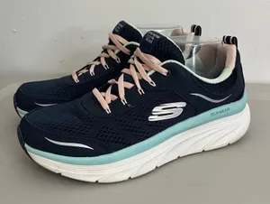 Skechers D'Lux Walker Sneaker Womens 10 Navy Leather Mesh Relaxed Fit 149023 thumbnail 1