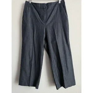Ann Taylor Chambray Wide Leg Crop Pants Women's Size 10 Business Casual Travel‎ thumbnail 3