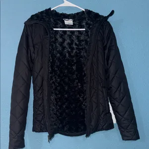 Columbia Black Quilted Hooded Jacket with Zip thumbnail 5