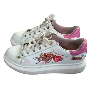 Aldo White and Pink Heart Embellished Sneakers thumbnail 2