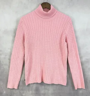 Anne Klein Sport Womens Cable Knit Turtleneck Sweater Size XL‎ Preppy Classic thumbnail 1
