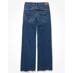 American Eagle AE Sz 10R Low Rise Baggy Wide Leg Stretch Jean Women Distressed thumbnail 4