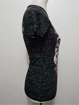 Buckle Society Graphic Tee Small Black Pink Burnout Fitted Y2K Grunge Streetwear thumbnail 4