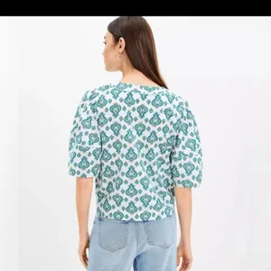 Loft floral medallion bell sleeve blouse size M thumbnail 2