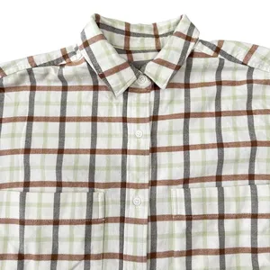 Everlane Oversized‎ Flannel Boxy Shirt Brown Green Plaid Button Down Top Small thumbnail 2