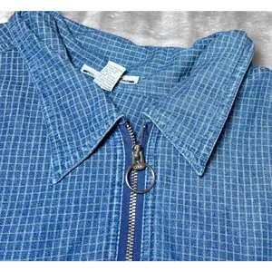Vintage Womens Size 22/24W Denim Blue Plaid Zipper Front Shirt‎ Jacket 90s Boho thumbnail 6