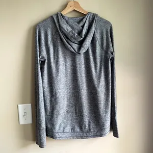 Athleta full zip heathered‎ gray sweater workout pockets women's S nylon hooded thumbnail 7