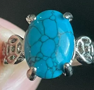 Women turquoise stone S925 silver ring size 7.5 thumbnail 4