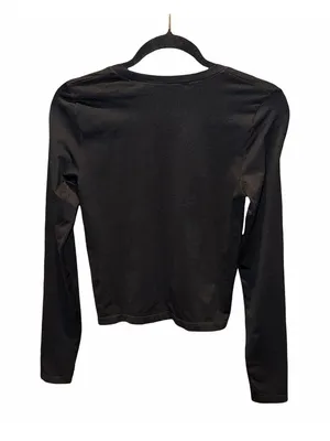 Aritzia Large Sinch Smooth Seamless Cropped Long sleeve Top in Black Layering thumbnail 3