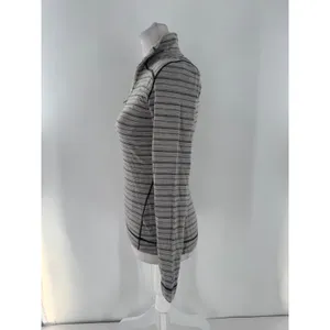 Smartwool Merino Wool 1/4 Zip Base Layer Top XS Gray Stripe Mock Neck Outdoor thumbnail 4