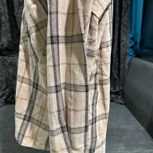 Women Plaid Tan & Black Collared Long Sleeve Buttondown Relaxed Fit Shirt‎ Sz L thumbnail 6