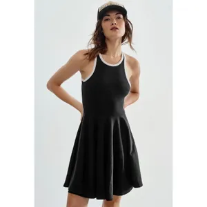 Daily Practice Anthropologie Cutout Fit and‎ Flare Dress Small Black Ribbed Knit thumbnail 9