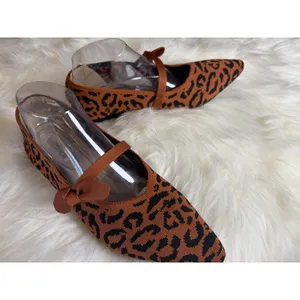 AHZEHRSE Women's Animal Print Mary Jane Flats Pointed Toe Knit Size 10 (EU 43) thumbnail 5