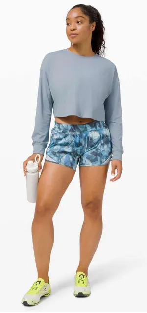 Lululemon Hotty Hot Short II *Long 4" Shadow Alpine White Multi Blue Glow W7ATKT thumbnail 1