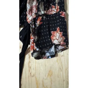 American Rag‎ Womens XL Black Floral Off Shoulder Smocked Peplum Blouse Top thumbnail 3