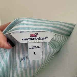 Vineyard Vines Seersucker Striped Romper in Aqua Size Large Short Sleeve thumbnail 9