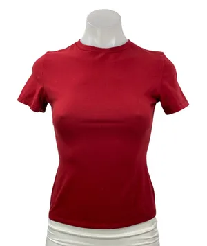 SKIMS Women's Red Short Sleeves Jersey Slim Fit Crewneck Tee T-shirt Top Size S thumbnail 1