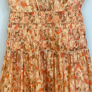 NWT Acler Bicknell Shirred Printed Metallic-Cotton‎ Maxi Dress Size 4 thumbnail 6
