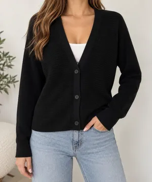 Lululemon Black Merino Wool Button Front Cardigan Sweater Size 8 thumbnail 1