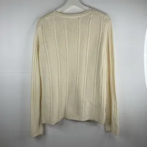 Ann Taylor Loft Size XL Sweater Wool‎ Blend Cable Knit Long Sleeve Cream Women’s thumbnail 6