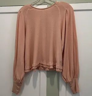 Free People Billie Puff Sleeve Top Blush XS thumbnail 6