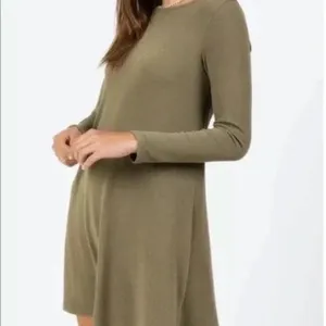 ALYA LANELY Button Back Dress Fit & Flare Long Sleeve Long Olive Women Size L thumbnail 3