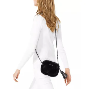 MICHAEL Michael Kors Jet Set Travel Small‎ Chain Shearling Crossbody Black Purse thumbnail 2