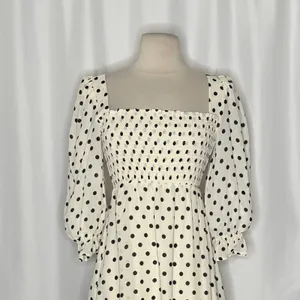 REFORMATION Zaria Dress Portofino Polka Dot Black White Smocked Mini Dress XS thumbnail 3